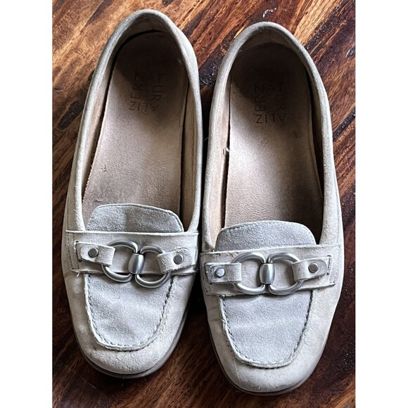 Naturalizer Shoes Slip On Loafer Flats Comfort Blue Suede Buckle 8 Career Preppy - Picture 1 of 8